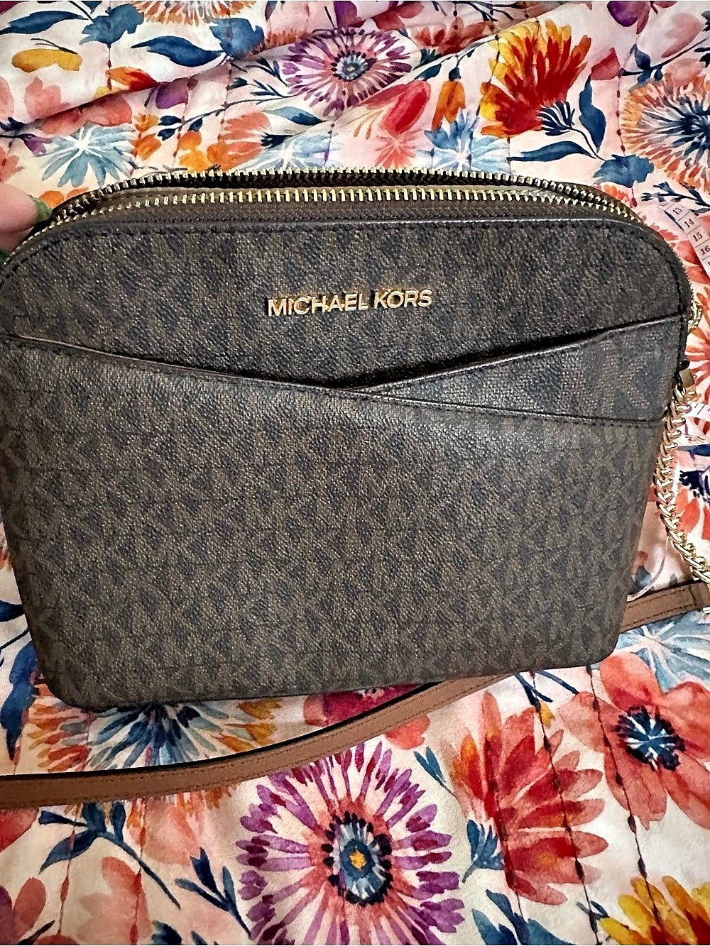 Michael Kors Large Logo Dome Crossbody Bag Brown Crossbody Bag